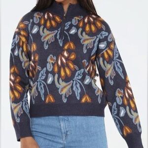 RAIN+ROSE “Rosalie” Quarter Zip Sweater, SMALL